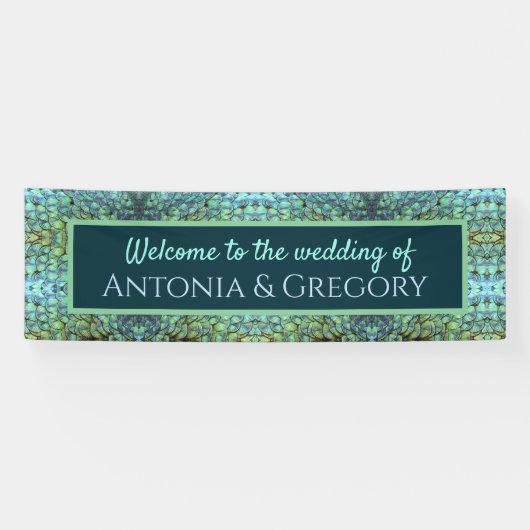 Extravagant Aqua Vibranding Peacock Feathers Weddi Banner (Horizontal)