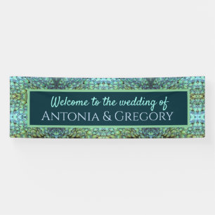 Extravagant Aqua Vibranding Pfauenfedern Hochzeit Banner