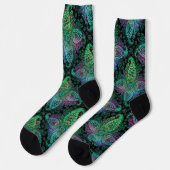 Extravagant Aquamarin Paisley Socken (Linkes Detail)