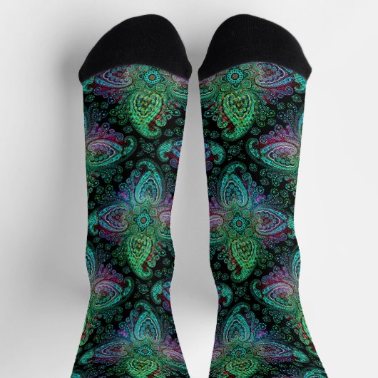 Extravagant Aquamarin Paisley Socken (Oben)