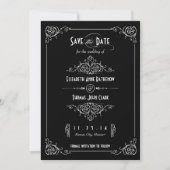 Extravagant Art Deco Schwarz & Weiß Save the Date (Vorderseite)