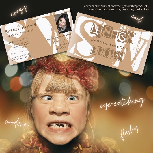 Extravagant Beige Weiß mit Foto und Monogram moder Visitenkarte