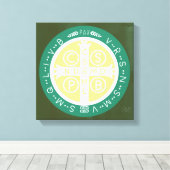 Extravagant Benediktinerkreuz Nr. 1 Grün Leinwanddruck (Insitu (Holzboden))