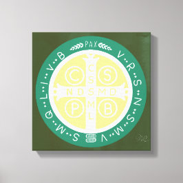 Extravagant Benediktinerkreuz Nr. 1 Grün Leinwanddruck