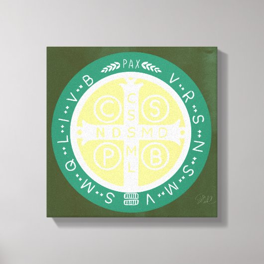 Extravagant Benediktinerkreuz Nr. 1 Grün Leinwanddruck (Vorderseite)