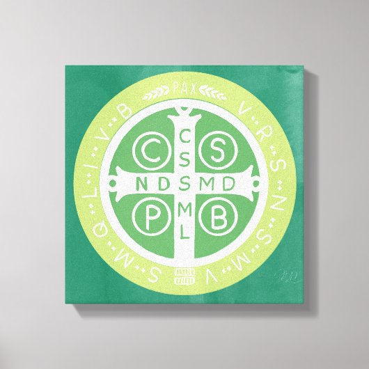 Extravagant Benediktinerkreuz Nr. 2 Grün Leinwanddruck (Vorderseite)