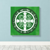 Extravagant Benediktinerkreuz Nr. 4 Green Leinwanddruck (Insitu (Holzboden))