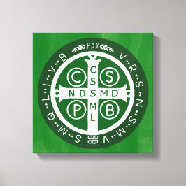 Extravagant Benediktinerkreuz Nr. 4 Green Leinwanddruck