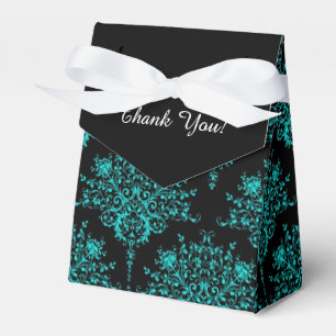 Extravagant Black Aquamarin Damask Vielen Dank für Geschenkschachtel