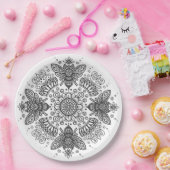 Extravagant Black Bee Mandala Pappteller (Party)
