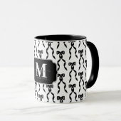 Extravagant Black Bow Mit Monogramm Tasse (VorderseiteRechts)