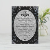 Extravagant Black Damask Oval Goth Wedite Einladun Einladung (Stehend Vorderseite)