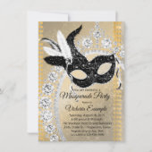 Extravagant Black Gold Diamond Masquerade Geburtst Einladung (Vorderseite)