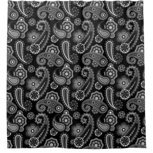 Extravagant Black Paisley Duschvorhang (Vorderseite)