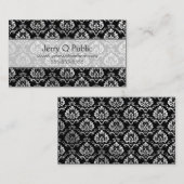 Extravagant Black Silver Damask Visitenkarte (Vorne/Hinten)
