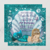 Extravagant Blonde Mermaid Birthday Party Einladung (Vorne/Hinten)