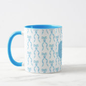 Extravagant Blue Bow Mit Monogramm Tasse (Links)