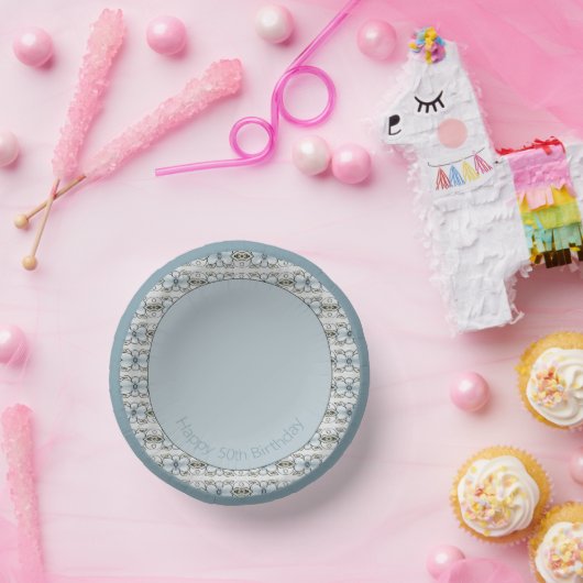 Extravagant Blue Floral Pappteller (Party)