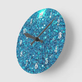 Extravagant Blue Glitter Shine Runde Wanduhr (Winkel)