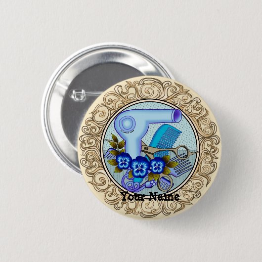 Extravagant Blue Pansy Beautician Button (Vorne & Hinten)