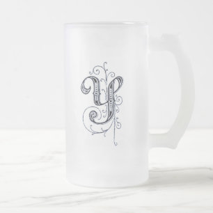 Extravagant Blue Vintag Monogram 'Y' - Tasse