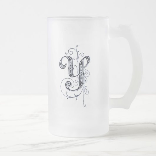 Extravagant Blue Vintag Monogram 'Y' - Tasse (Rechts)