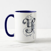 Extravagant Blue Vintag Monogram 'Y' - Tasse (Links)