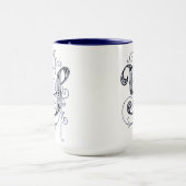 Extravagant Blue Vintag Monogram 'Y' - Tasse (Zentrum)