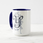 Extravagant Blue Vintag Monogram 'Y' - Tasse (Vorderseite Links)