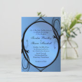 Extravagant Blue Wedding Einladung (Stehend Vorderseite)