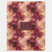 Extravagant Blush Burgundy Gold Bloral Custom Thre Fleecedecke (Vorderseite)