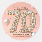Extravagant Blush Pink Gold Pearl Mosaik 70. Gebur Runder Aufkleber (Vorderseite)