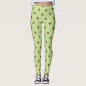 Extravagant-braun-grün-Retro-Polka-Dot Leggings (Vorderseite)