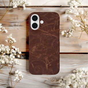 Extravagant-braune Imitate Leder iPhone 16 Hülle