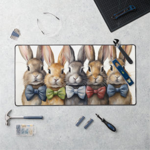 Extravagant Bunny Bow Krawatten Watercolor Schreibtischunterlage
