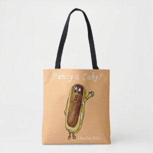 Extravagant Cake Funny Chocolate Eclair Quirky Art Tasche