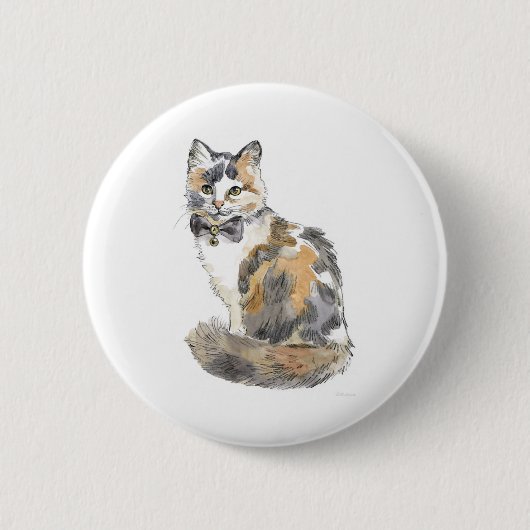 Extravagant Calico Cat Button (Vorderseite)