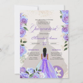 Extravagant Charro Lavender Blue Quinceanera Einla Einladung