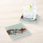 Extravagant Cheshire Cat Collage Glasuntersetzer (Schrägansicht)