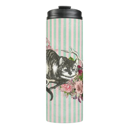 Extravagant Cheshire Cat Collage Thermosbecher (Vorderseite)