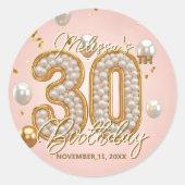Extravagant Chic Blush Pink Gold Frühe 30. Geburts Runder Aufkleber (Vorderseite)