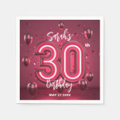 Extravagant Chic Glam Metallic Neon Pink 30. Gebur Serviette (Vorderseite)