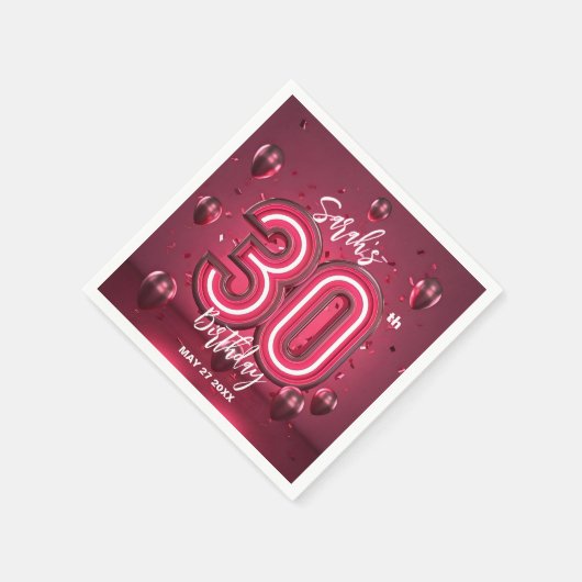Extravagant Chic Glam Metallic Neon Pink 30. Gebur Serviette (Ecke)
