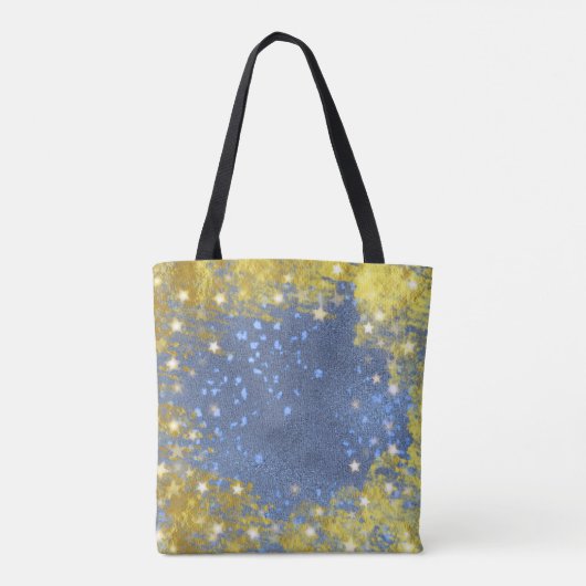 Extravagant Chic Starry Glittery Blue und Gold Gir Tasche (Rückseite)