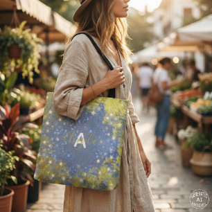 Extravagant Chic Starry Glittery Blue und Gold Gir Tasche