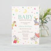 Extravagant Circus Canival Animals Kinderdusche Einladung (Stehend Vorderseite)