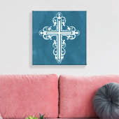 Extravagant Cross Design Nr. 13 Blau Leinwanddruck (Insitu (Wohnzimmer))