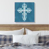 Extravagant Cross Design Nr. 13 Blau Leinwanddruck (Insitu (Schlafzimmer))