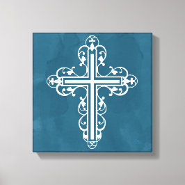 Extravagant Cross Design Nr. 13 Blau Leinwanddruck