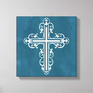 Extravagant Cross Design Nr. 13 Blau Leinwanddruck